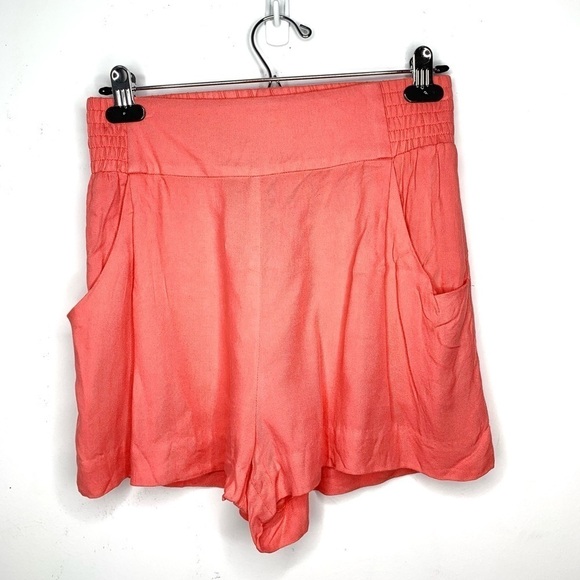 Aritzia Talula Shorts High Rise Waist elastic waistband Coral Pink Flowy Small - Picture 8 of 16